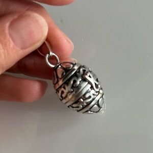 Tiny egg oval metal pill box locket/ prayer pendant Easter gift spring necklace